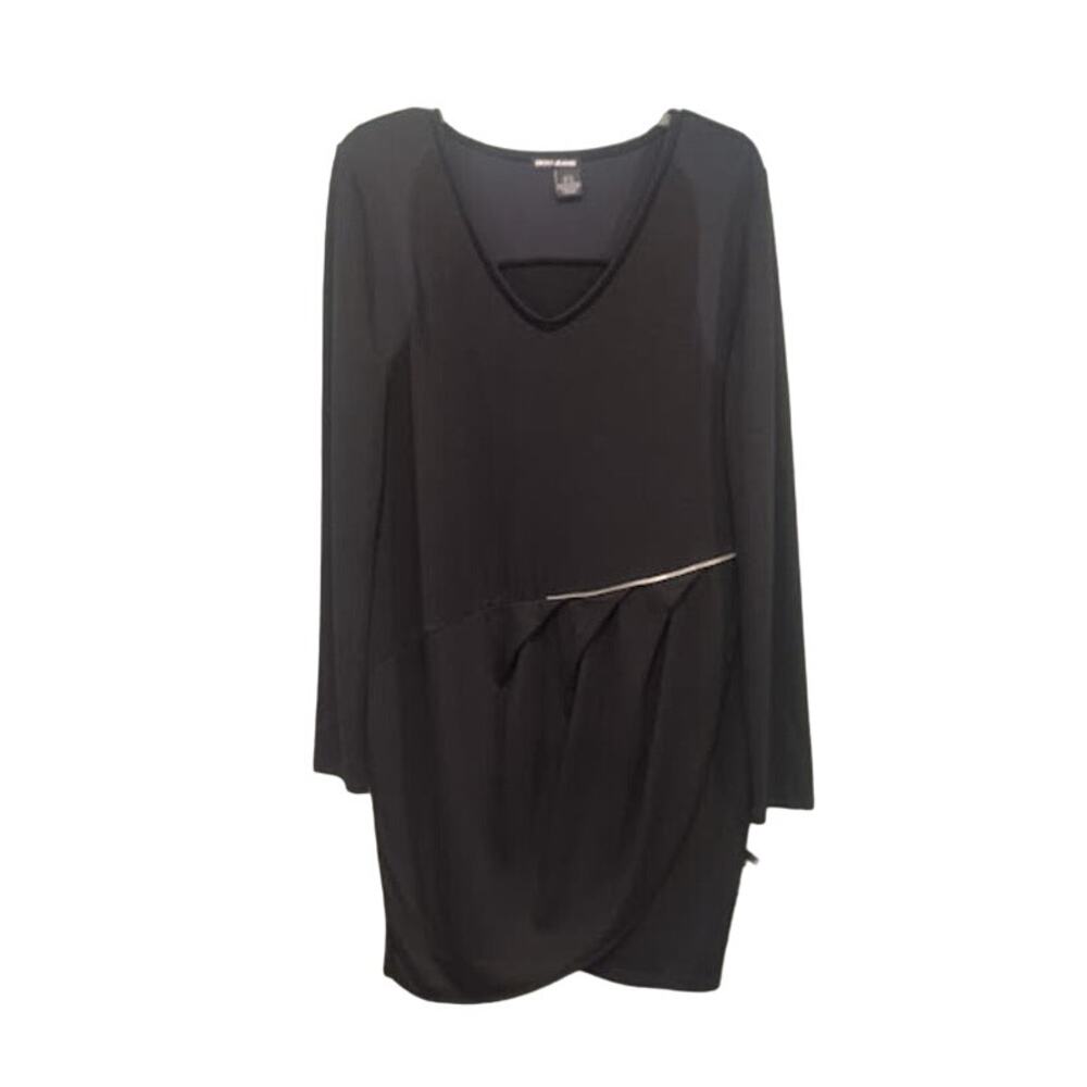 DKNY Jeans Long Sleeve Dress with Zipper Accent, Black, Sz XL‎